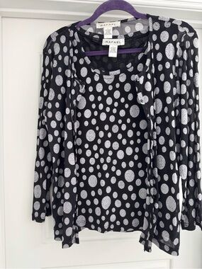 Rafael Black & Silver Polka Dot Women's sweater set